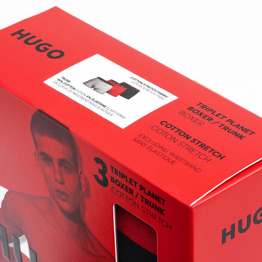HUGO Trunk Triplet Planet Boxer Shorts Slim Fit Lot de 3  