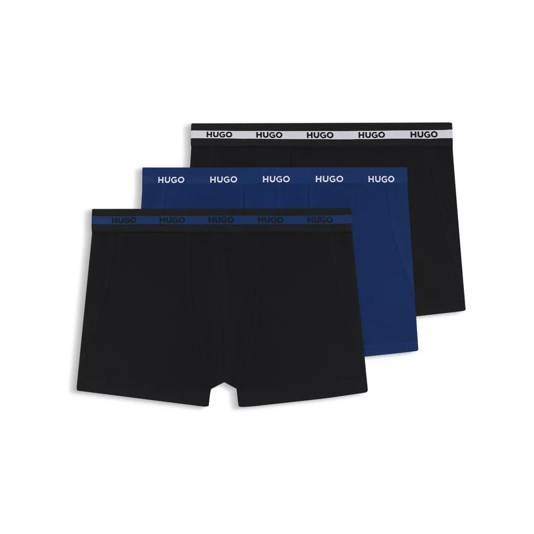 Trunk HUGO UNDERWEAR "TRIPLET PLANET", Herren, Gr. L (52), 3 Stk., open miscellaneous 998, Jersey, Obermaterial: 95% Baumwolle, 5% Elasthan, normal, Unterhosen, Logos am elastischen Bund, mittlere Bundhöhe