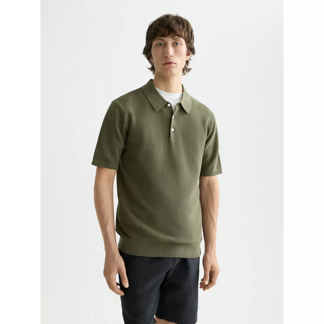 Poloshirt SCOTCH & SODA "Poloshirt Core Structured Knitted Regular Fit Polo 1er Pack", Herren, Gr. M, grün, Obermaterial: 100% Baumwolle CO., Shirts