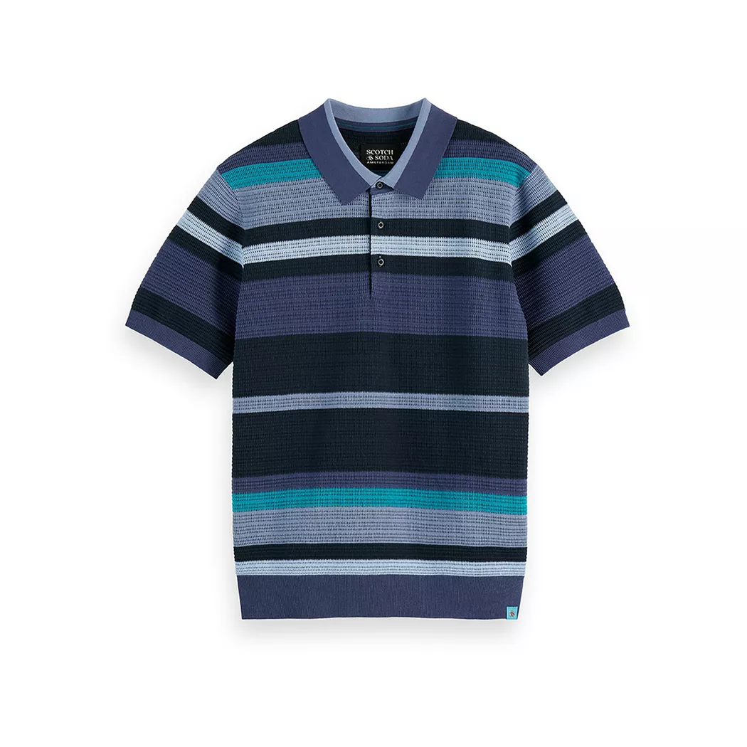Scotch & Soda Polo à Manches Courtes 182274 Regular Fit Oceana Stripes L Homme