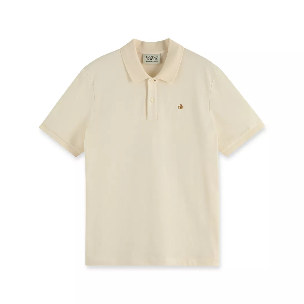 Scotch & Soda Polo à Manches Courtes Seasonal Core 182352 Eggnog L Homme
