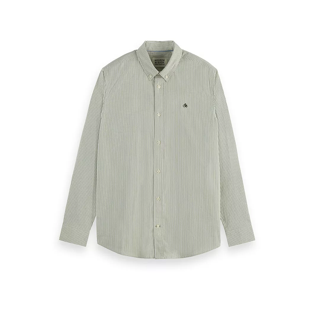 Scotch & Soda Chemise à Manches Longues Seasonal Core 182348 Regular Fit Garden Green Stripes S Homme