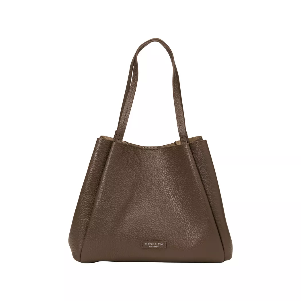 Shopper MARC O'POLO "aus genarbtem Rindleder", Damen, Gr. B/H/T: 49cm x 27cm x 15cm, faded braun, Leder, unifarben, Taschen Shopper