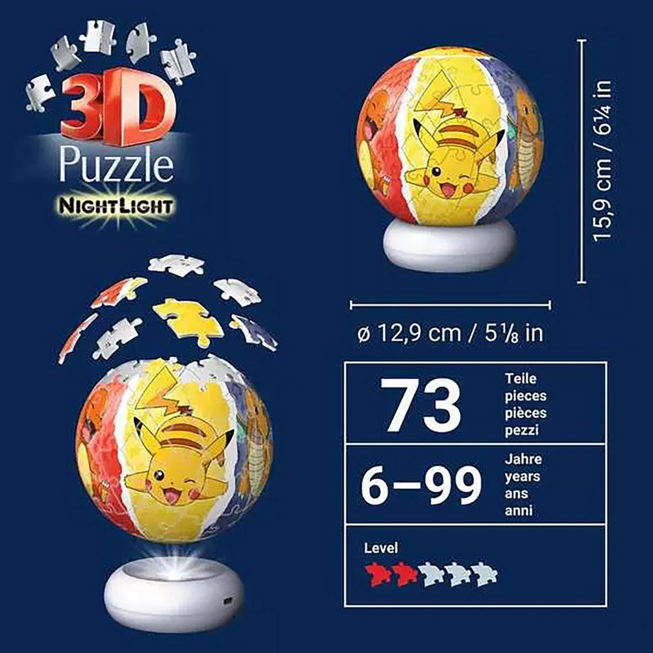 Ravensburger  3D Puzzle-Ball Nachtlicht Pokémon 