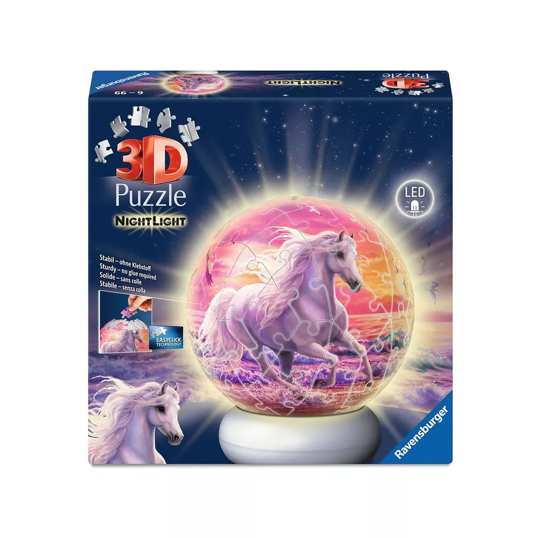 Ravensburger - Puzzle-Ball Nachtlicht Pferde am Strand, Multicolor