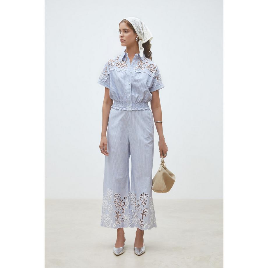 Suncoo Gestreifte Bluse mit Spitzendetails  