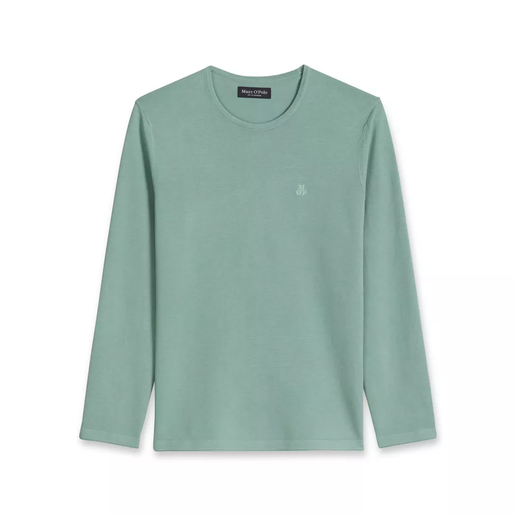 Rundhalspullover MARC O'POLO "aus zertifizierter Bio-Baumwolle", Damen, Gr. L, midnight moss, Obermaterial: 100% Baumwolle, unifarben, Rundhals, Pullover Rundhalspullover