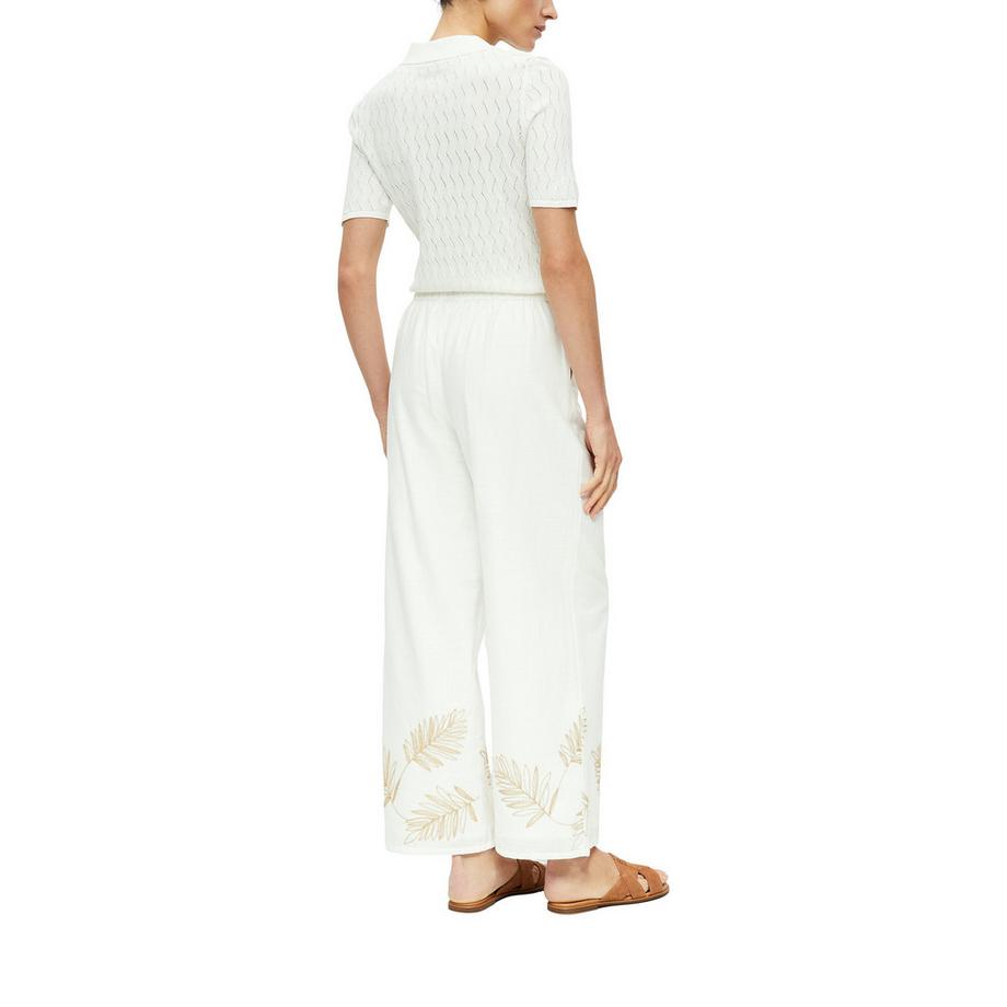 S. Oliver Black Label Pantalon large avec broderie de feuilles  