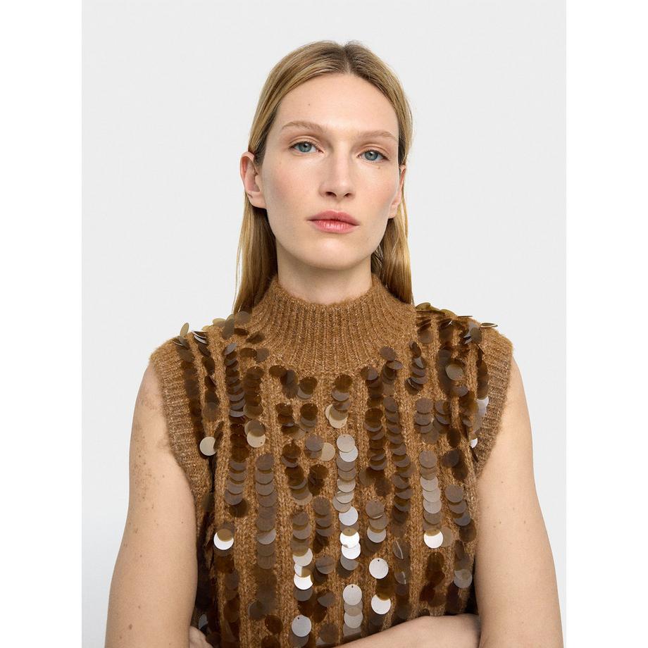 Parfois Top en maille sans manches à sequins  