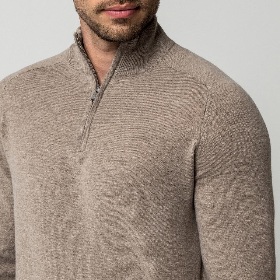 Manor Man Pull en cachemire à demi-zip  