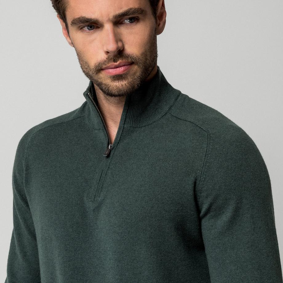 Manor Man Cashmere Pullover mit Halbreißverschluss  