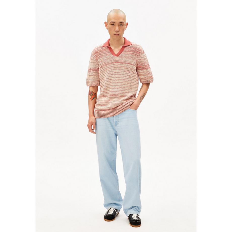 ARMEDANGELS Polo à Rayures Manches Courtes Coupe Droite  