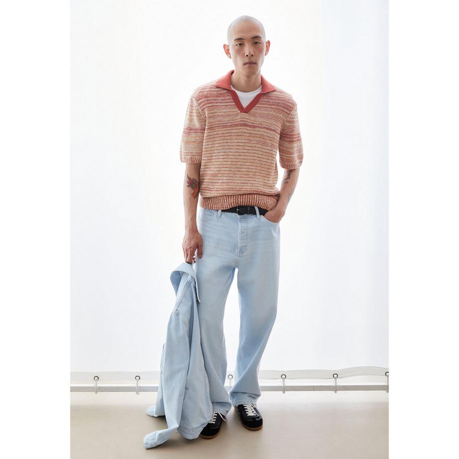 ARMEDANGELS Polo à Rayures Manches Courtes Coupe Droite  