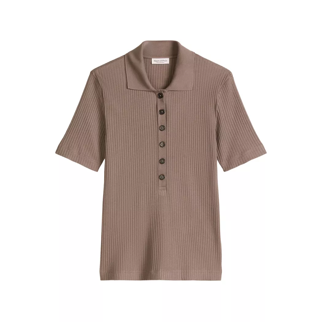 Poloshirt MARC O'POLO "mit TENCEL™ Modal", Damen, Gr. L, chalky braun, Obermaterial: 58% Baumwolle, 38% Modal, 4% Elasthan, unifarben, slim fit, Shirts