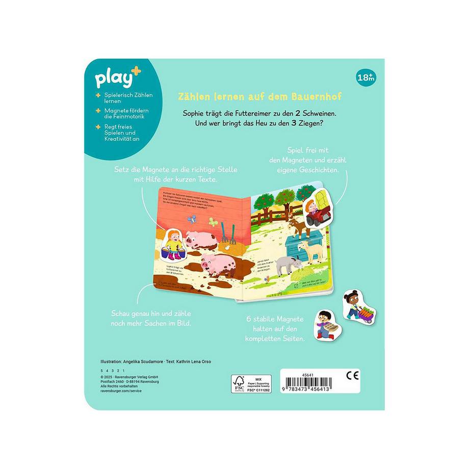 Ravensburger  play+ Mein Spiel mit-Magnetbuch: Komm, wir lernen Zählen, allemand 