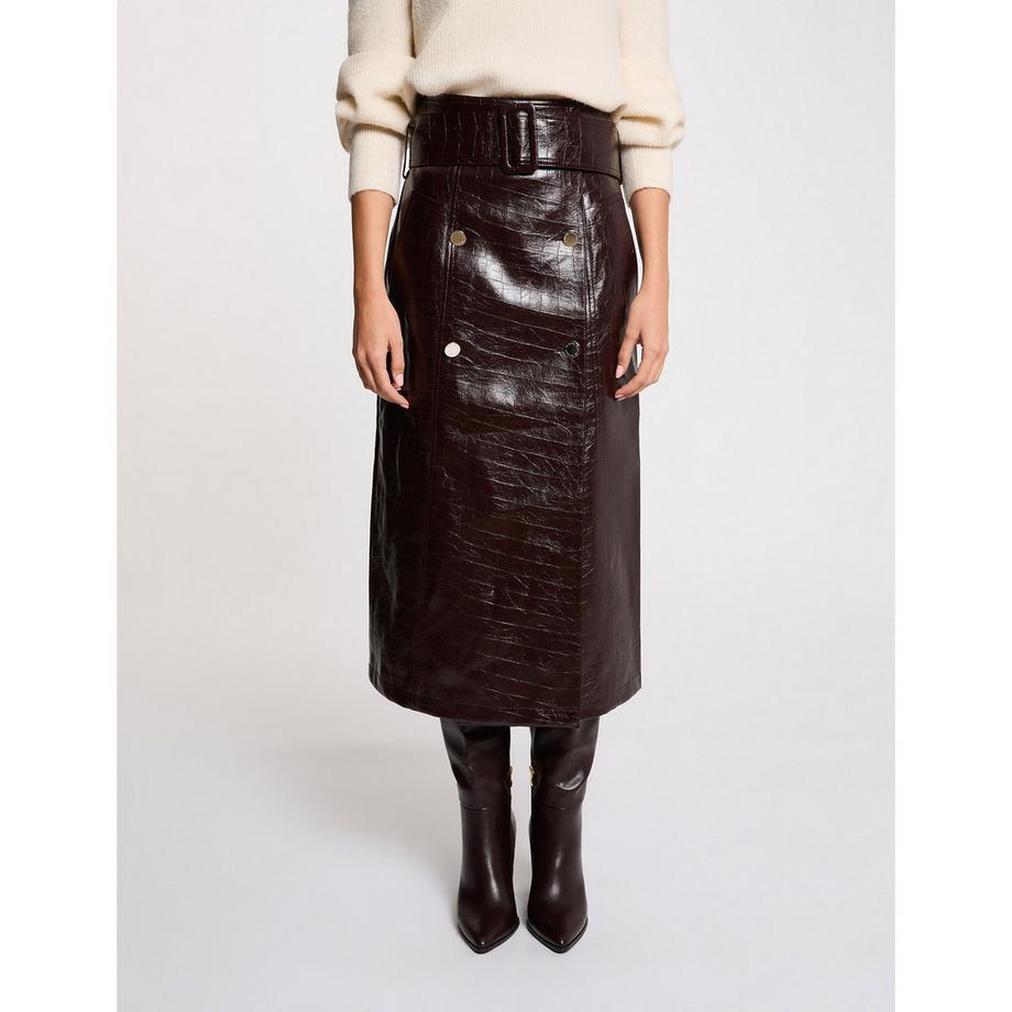 MORGAN Midi Rock mit Krokoprägung  