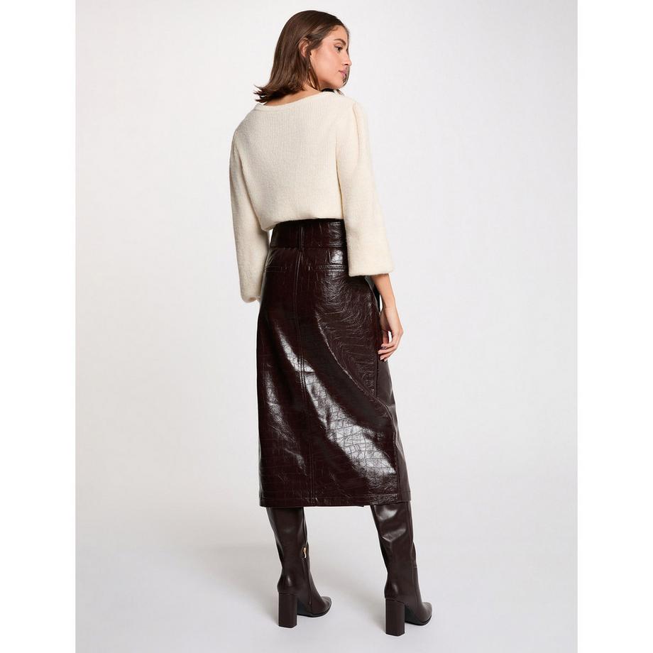 MORGAN Midi Rock mit Krokoprägung  