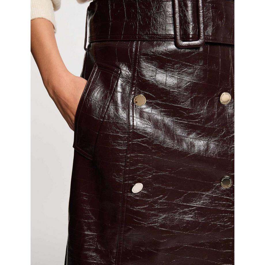 MORGAN Midi Rock mit Krokoprägung  