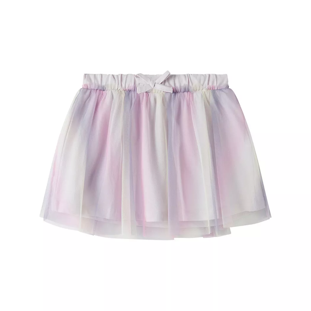 Minirock NAME IT "NMFDOTIANA SKIRT", Mädchen, Gr. 104, lavender fog, Tüll, Obermaterial: 100% Polyester, gestreift, Basic mini, Röcke Minirock