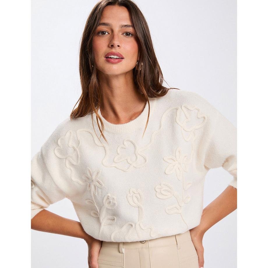 MORGAN Pullover mit floraler Stickerei  