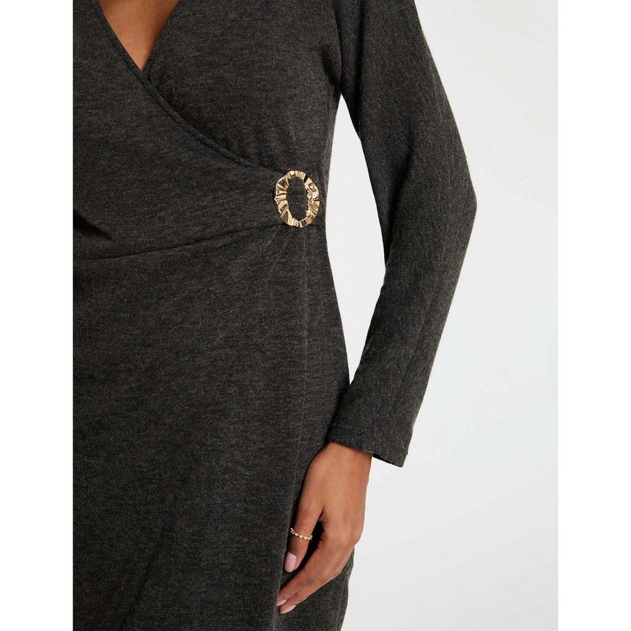 MORGAN Kurzes Kleid mit V-Ausschnitt und langen Ärmeln  