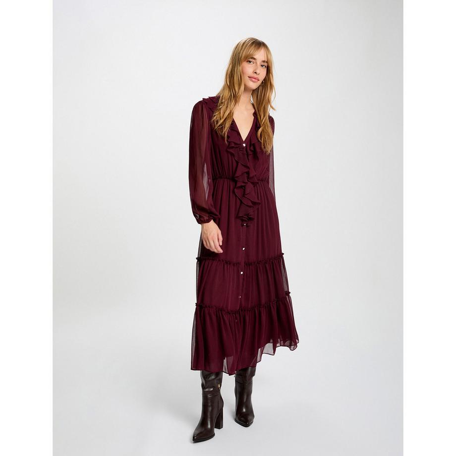 MORGAN Langarm Rüschen Midikleid  