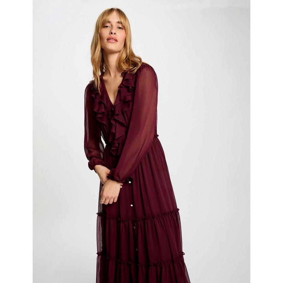 MORGAN Langarm Rüschen Midikleid  