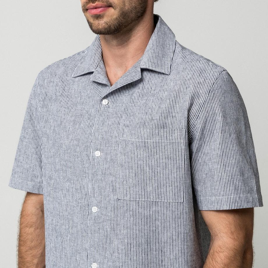 Manor Man Chemise à manches courtes rayée  