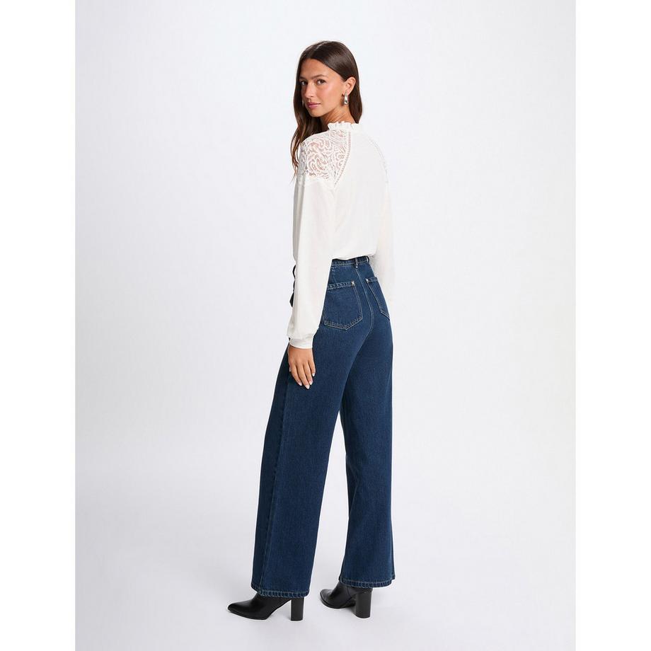 MORGAN Langarmbluse mit Spitzendetails  