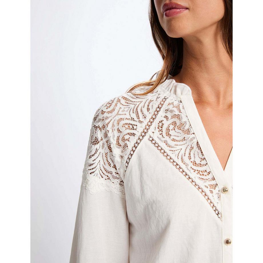 MORGAN Langarmbluse mit Spitzendetails  