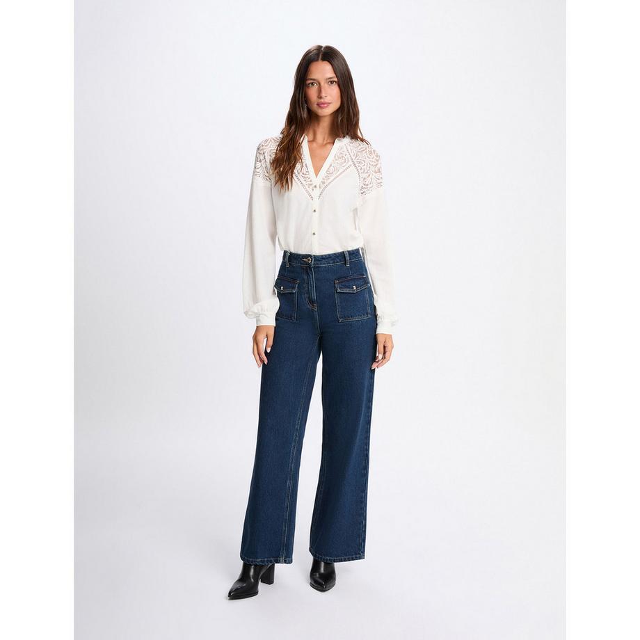 MORGAN Langarmbluse mit Spitzendetails  