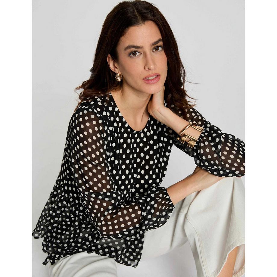 MORGAN Gepunktetes Langarm-T-Shirt  