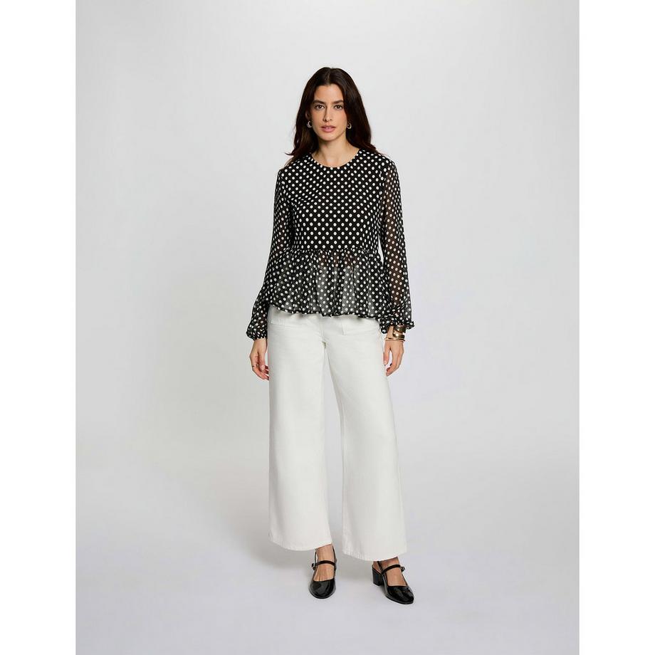 MORGAN Gepunktetes Langarm-T-Shirt  