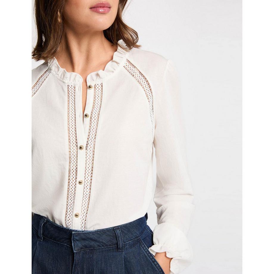 MORGAN Langarmbluse mit Spitzendetails  