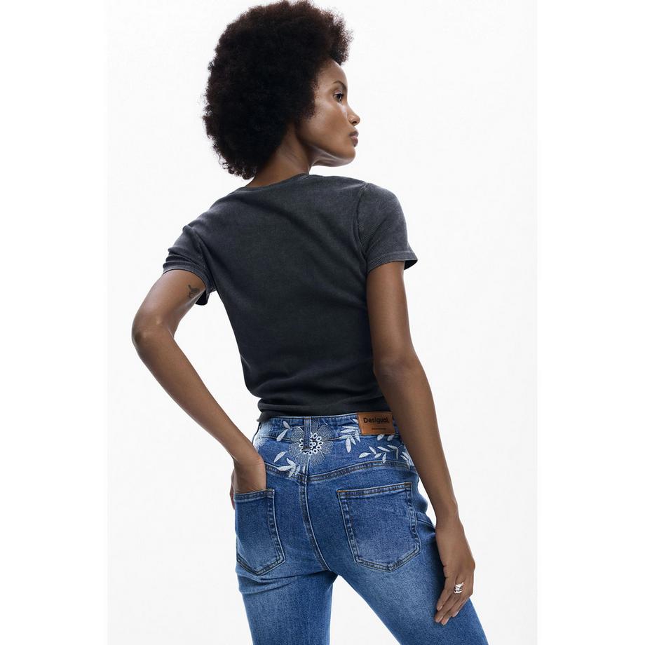 Desigual Flared Jeans mit besticktem Bund  