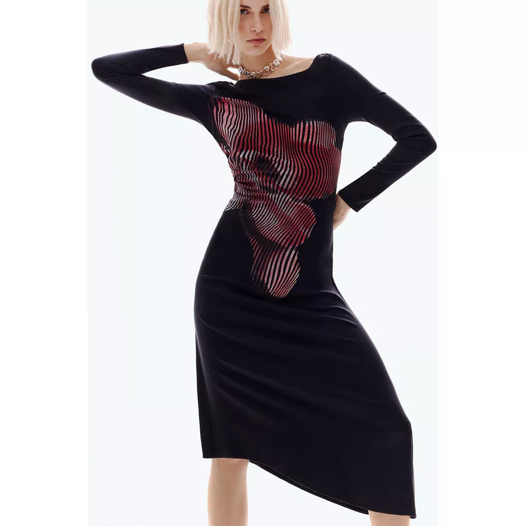 Desigual Robe midi pixellisée BLACK L female 3