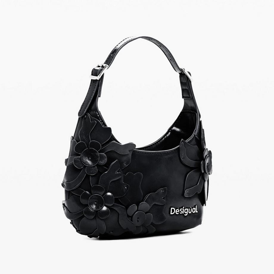 Desigual Borsa a mano con applicazione floreale  