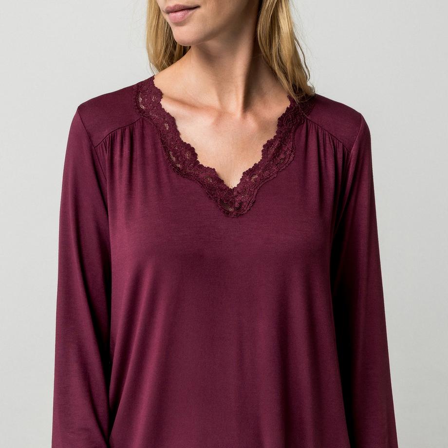 Manor Woman Chemise de nuit à manches longues avec dentelle  