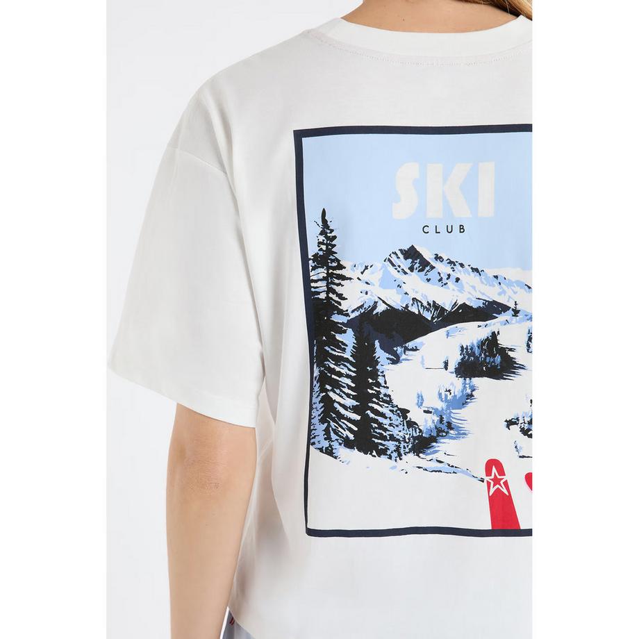 Etam Ski Club Print Oversized Kurzarm T-Shirt  