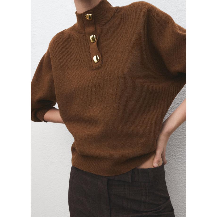 MANGO Uptown Half Zip Col Montant Pullover  