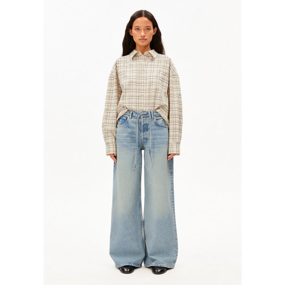 ARMEDANGELS Jean taille haute jambe large avec ceinture à nouer  
