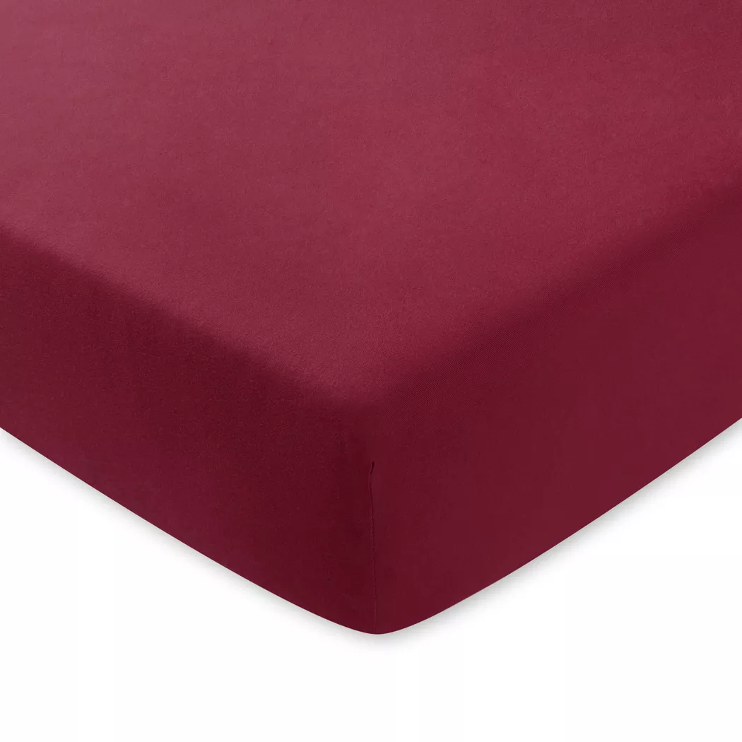 Manor Jersey Deluxe Fitted Sheet Wine Red 140-200cm