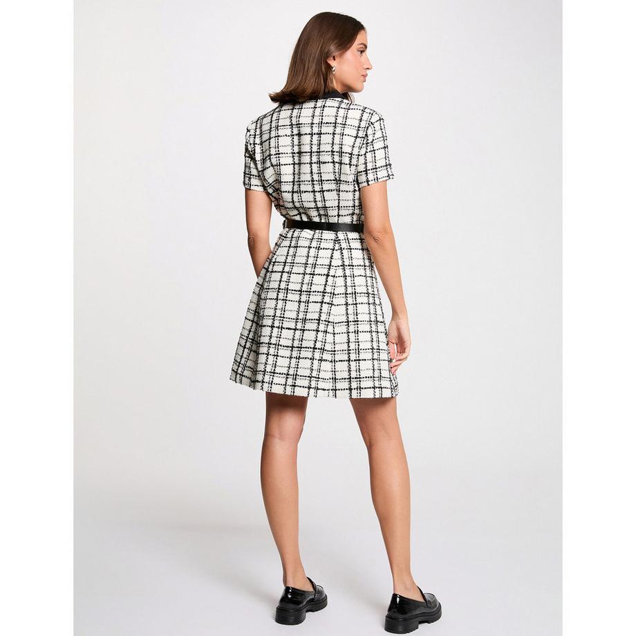 MORGAN Robe Mini à Manches Courtes à Carreaux  