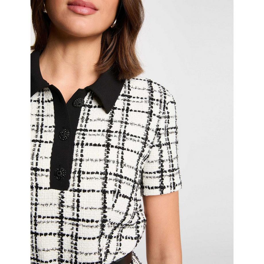 MORGAN Robe Mini à Manches Courtes à Carreaux  