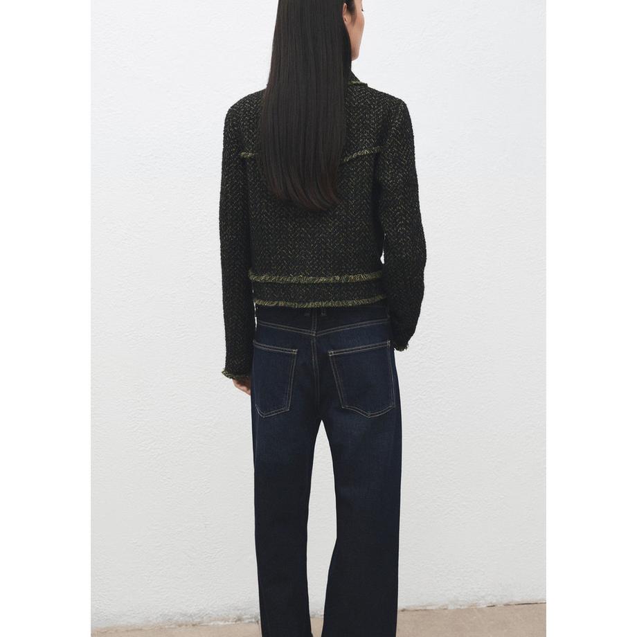 MANGO CHAKETI Tweed Jacke mit ausgefransten Details  