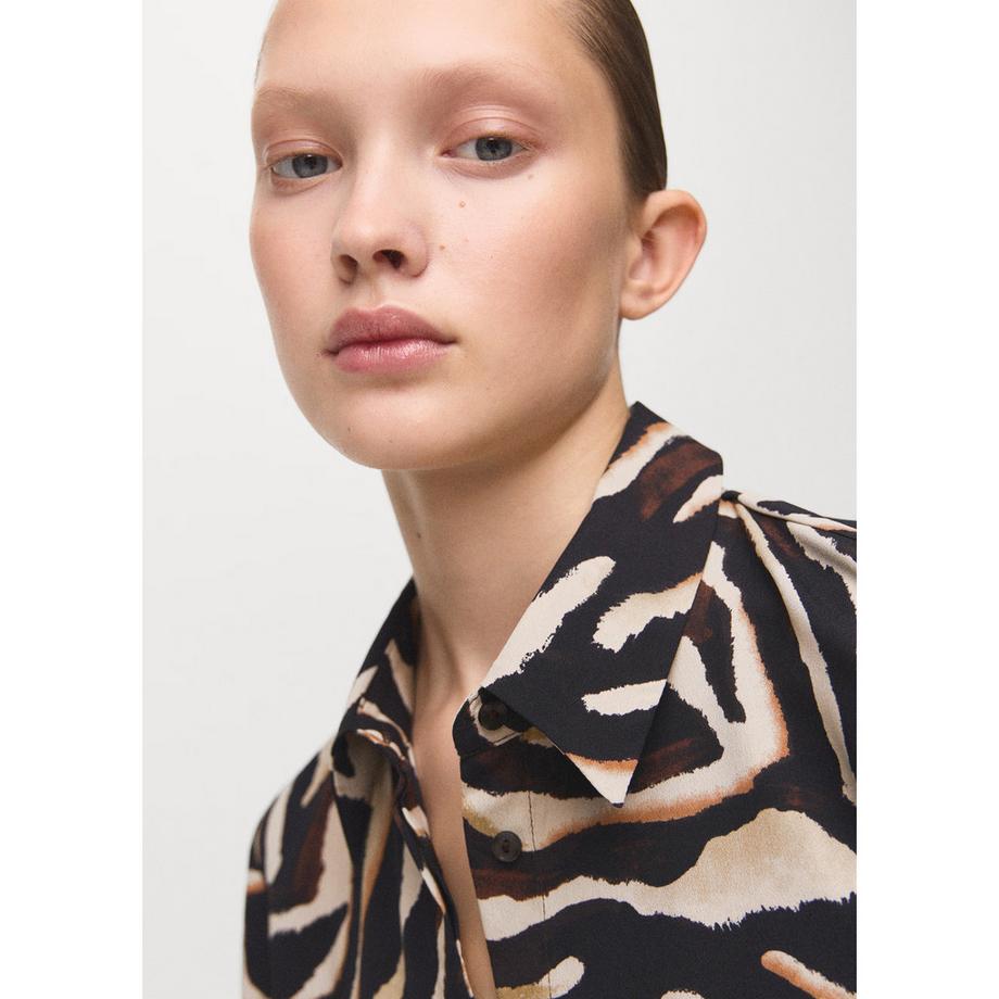 MANGO BASIC Camicetta Stampata Maniche Lunghe  