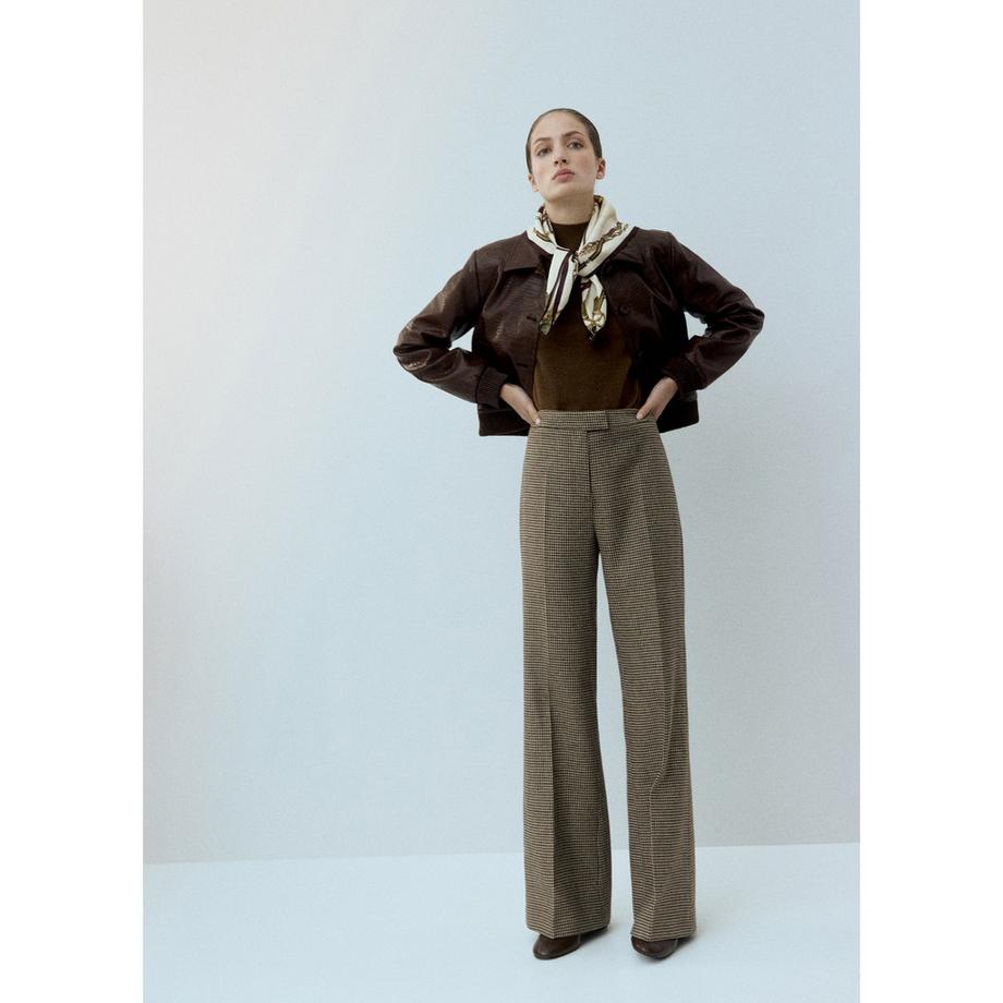 MANGO Gina Pantalon Large Pied-de-poule  