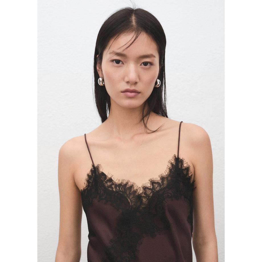 MANGO Pearl Spitzenbesatz Cami Top  