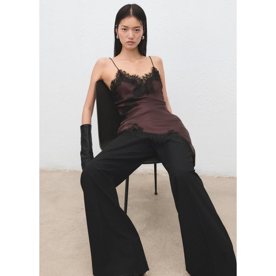 MANGO Pearl Spitzenbesatz Cami Top  