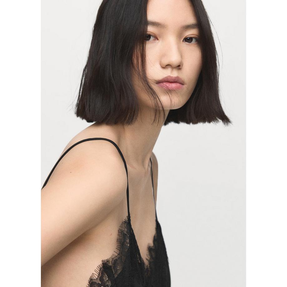 MANGO Pearl Top Cami Bordure Dentelle  